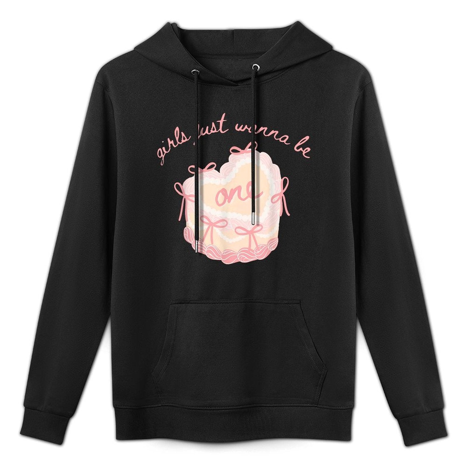 Girls Just Wanna Be One First Birthday Pink Bow 1st Birthday Machine Washable Hoodie