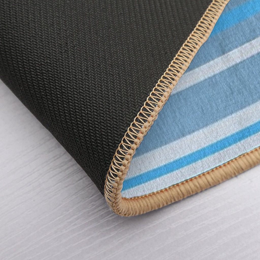 Trendy Blue Stripe Pattern  High-Traffic Bath Mat
