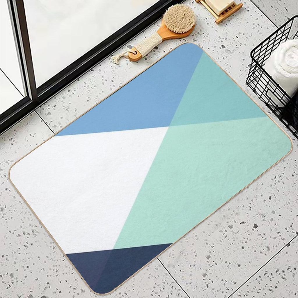 Geometrics - Seafoam & Blue Concrete  Easy Maintenance Bath Mat