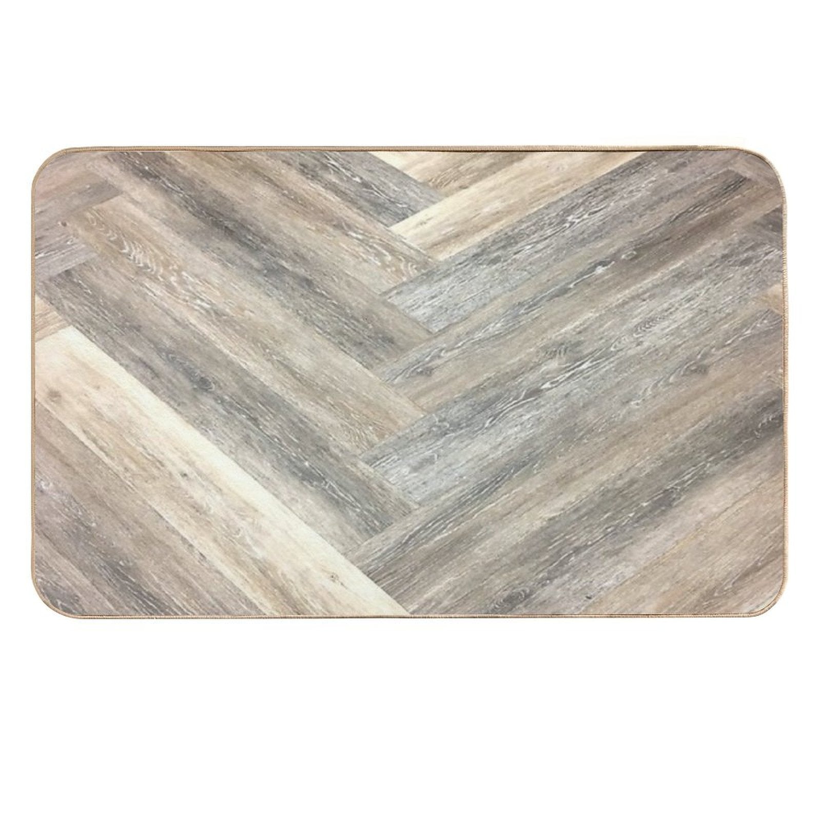 Contemporary Caramel Brown Grey Beige Farmhouse Barn Wood  Easy To Clean Bath Mat