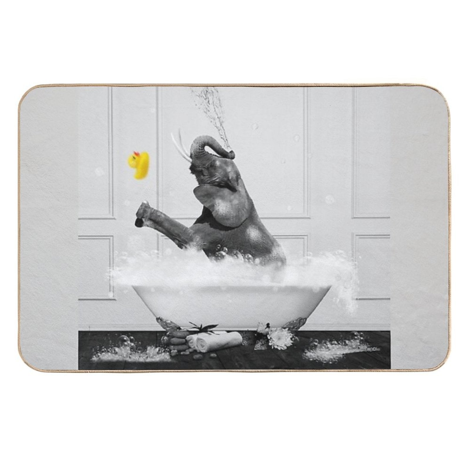 Elephant Taking A Bath Durable Bath Mat