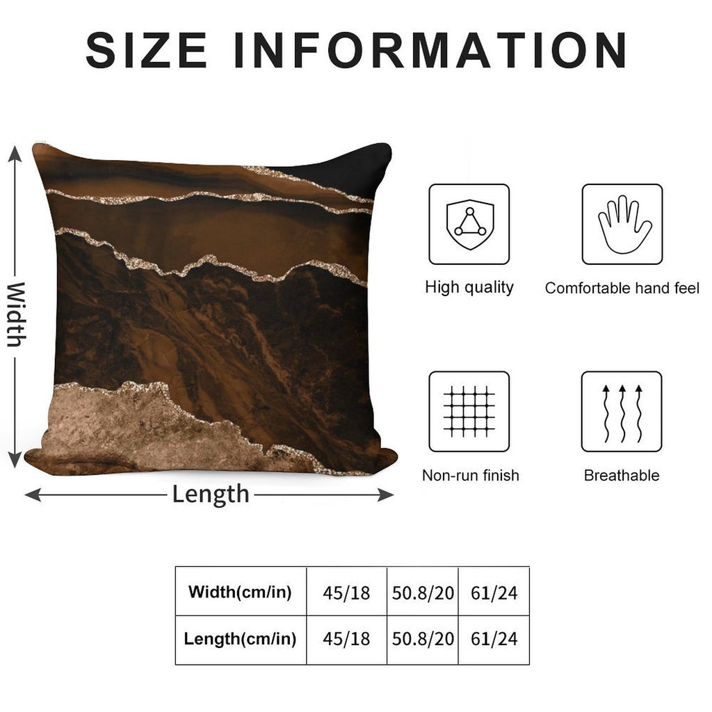 Abstract Brown & Gold Modern Geode Agate Design Soft Shrink-Resistant Throw Pillow