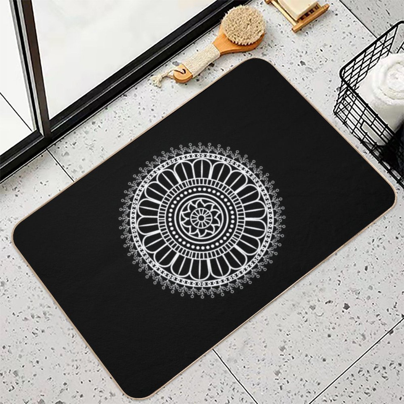 Bohemian Mandala Art.  Repositionable Bath Mat