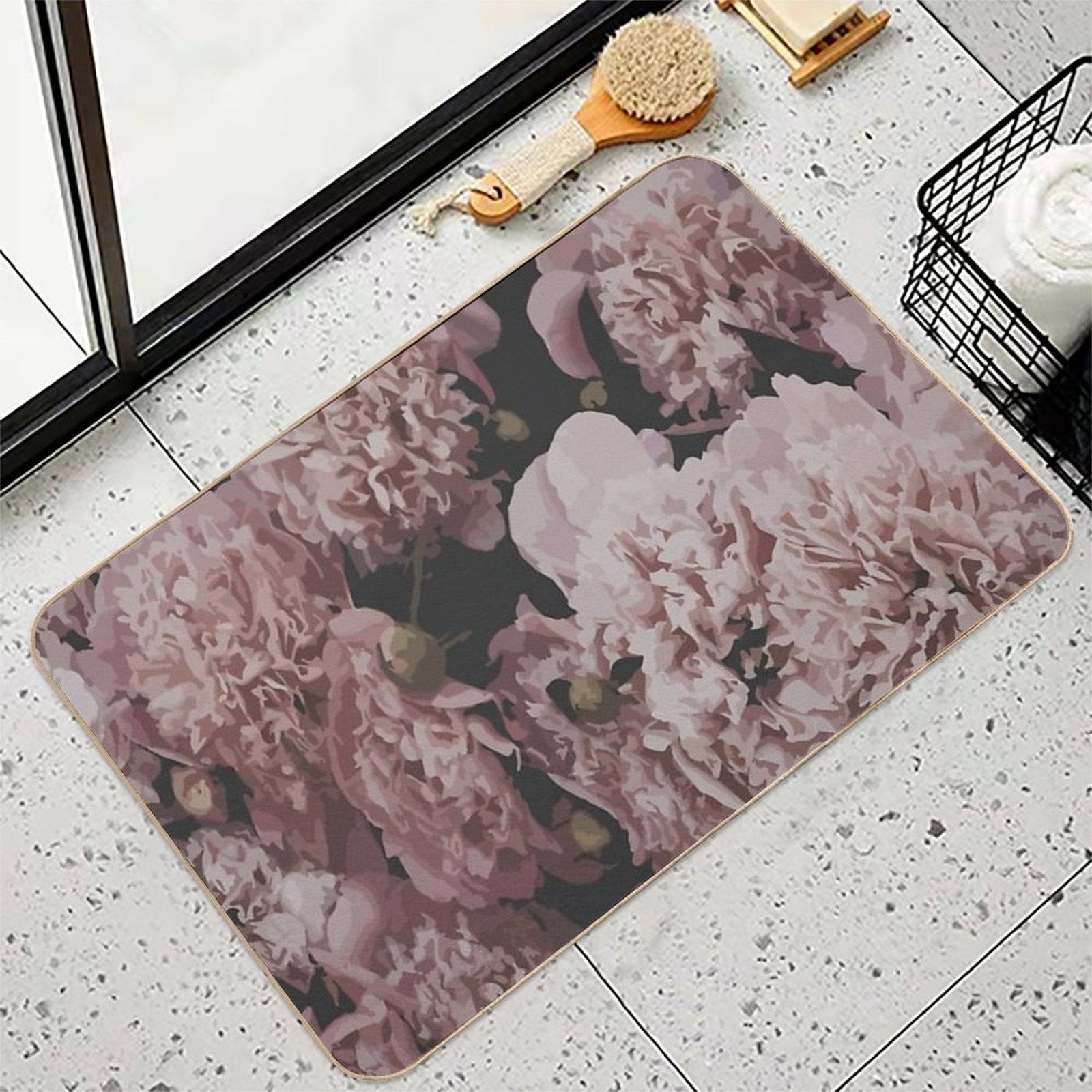 Pink Flower Bunch Abstract Art  Eco-Friendly Bath Mat