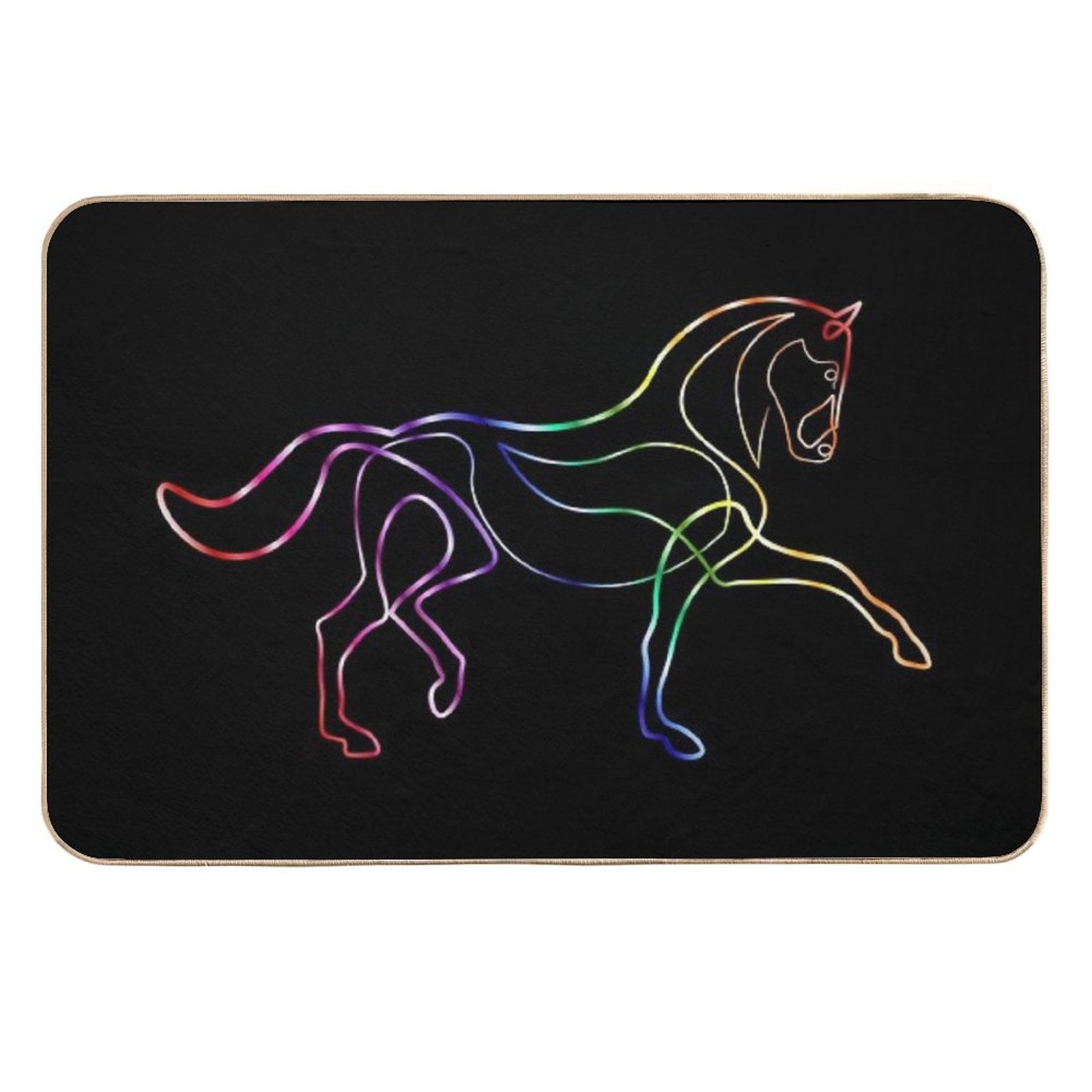 Dressage Horse One Line Art Rainbow  Fade-Resistant Bath Mat