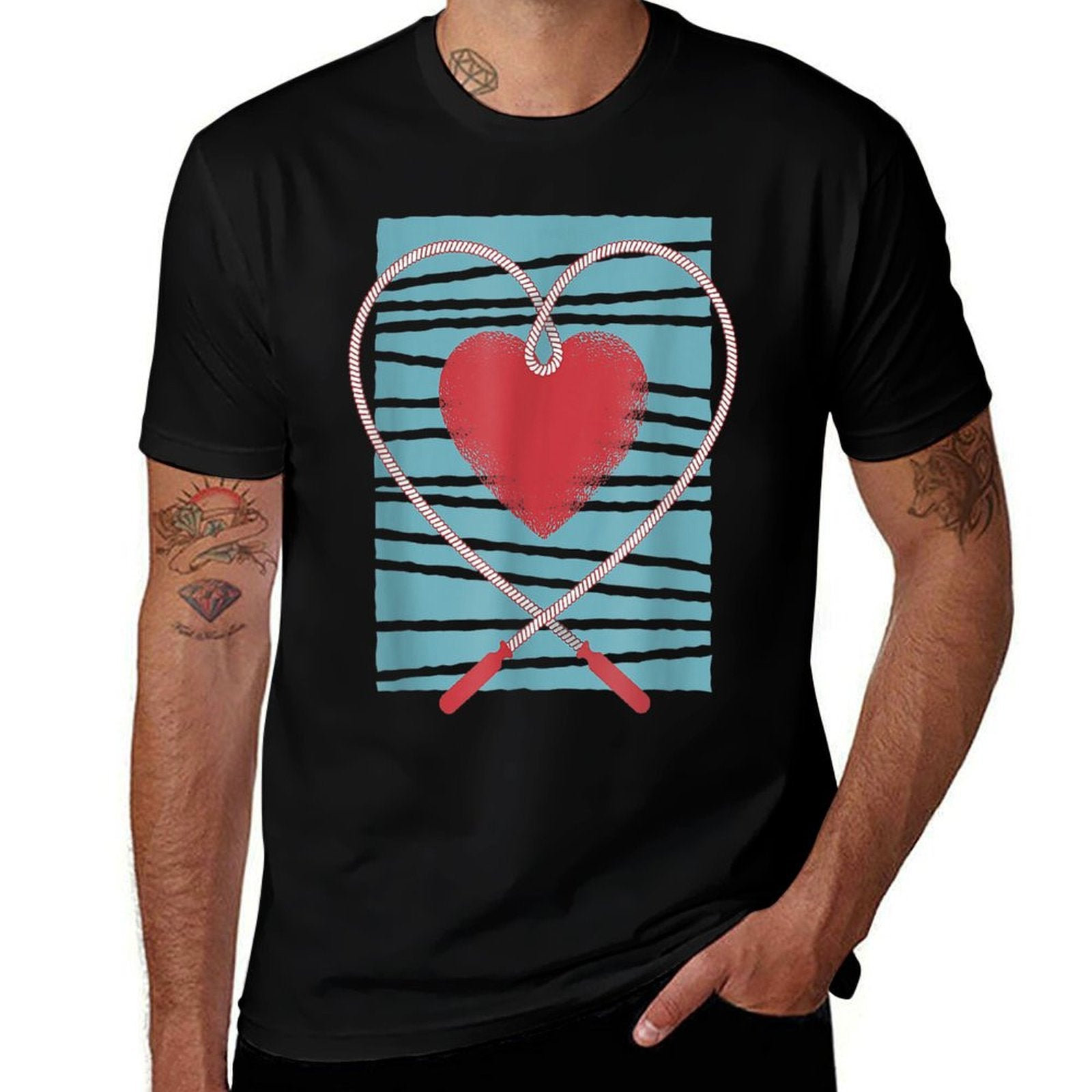 Sweet Heart Jump Rope Skipping Rope Lover  Oversized Silhouette T-Shirt