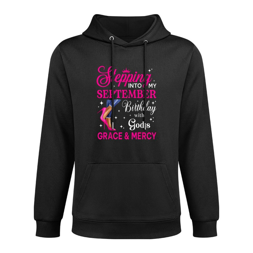 Stepping Into My September Women Girls High Heels Birthday Medium-Weight Fabric Hoodie