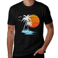 Cool Summer Vacation Men Women Island Sunset Beach Palm Tree  Slim-fit Cut T-Shirt