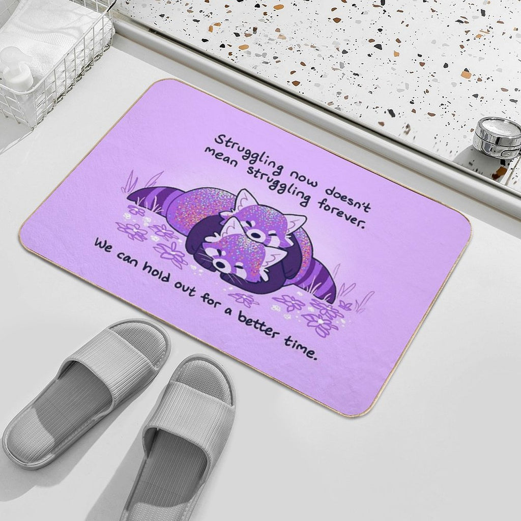 Struggling Now Doesn't Mean Struggling Forever Cuddling Purple Red Pandas  Rapid-Drying Bath Mat