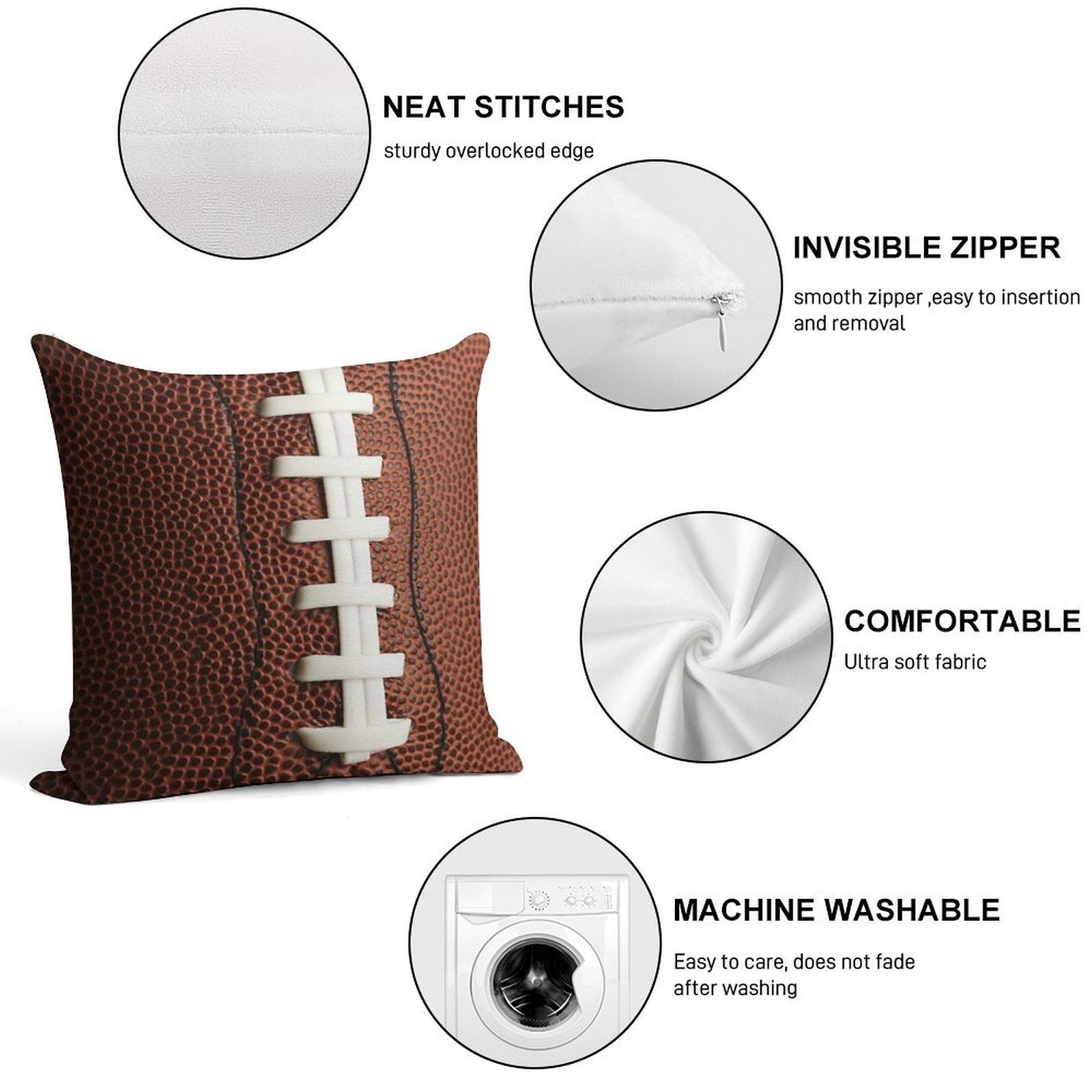 Football Soft Ultra-Soft Texture Throw Pillow