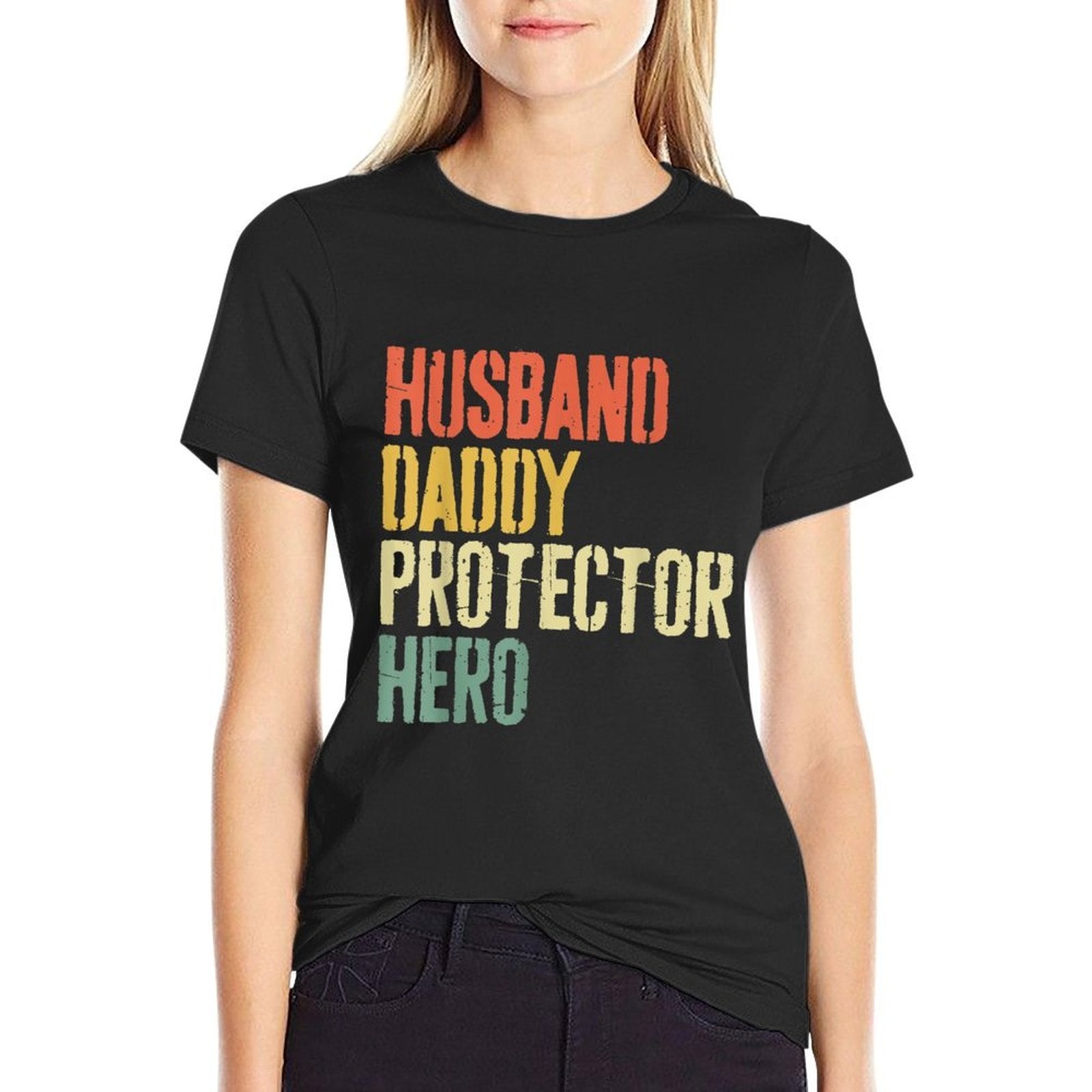 Husband Daddy Protector Hero Men Dad Fathers Day  Versatile T-Shirt