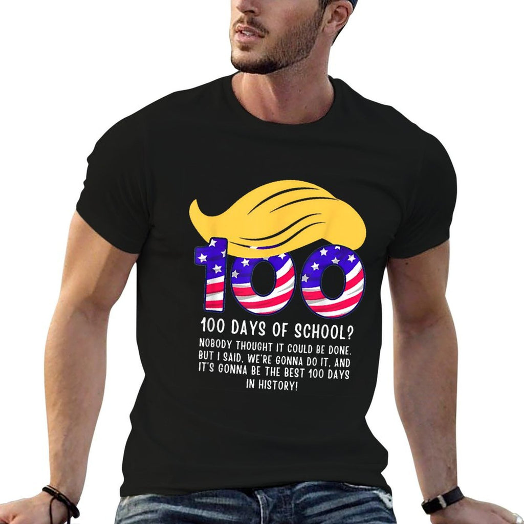Funny Trump Hair 100 Days Of School  Oversized Silhouette T-Shirt