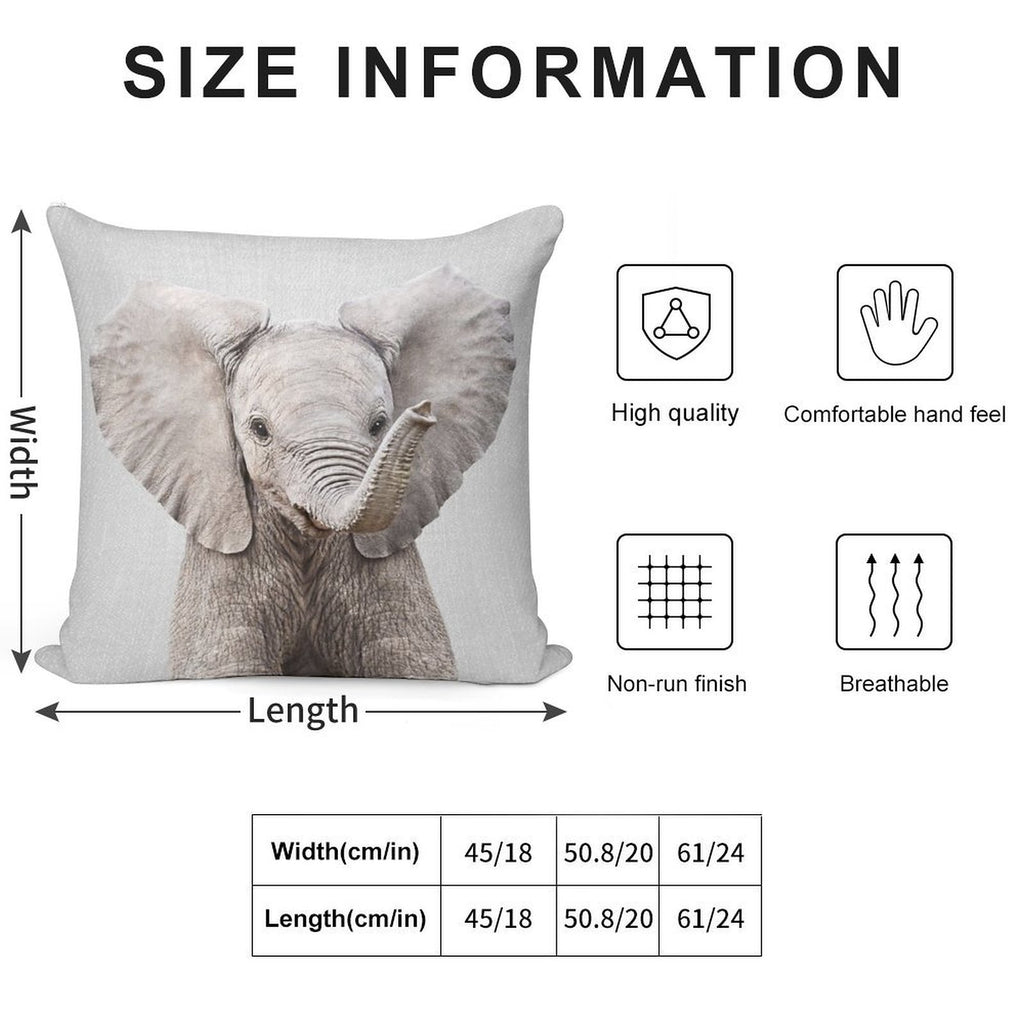 Baby Elephant - Colorful Soft Gift Ready Throw Pillow