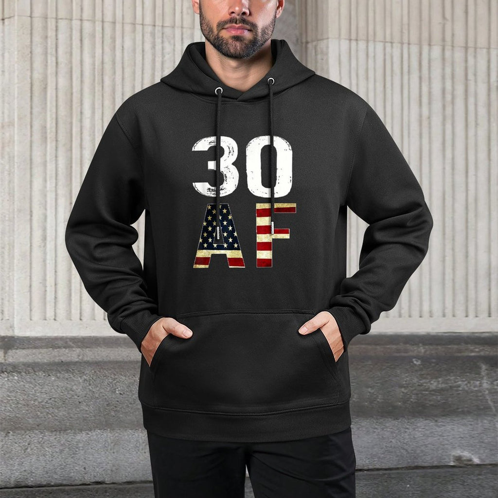 30 AF 30th Birthday American Flag Colorfast Hoodie
