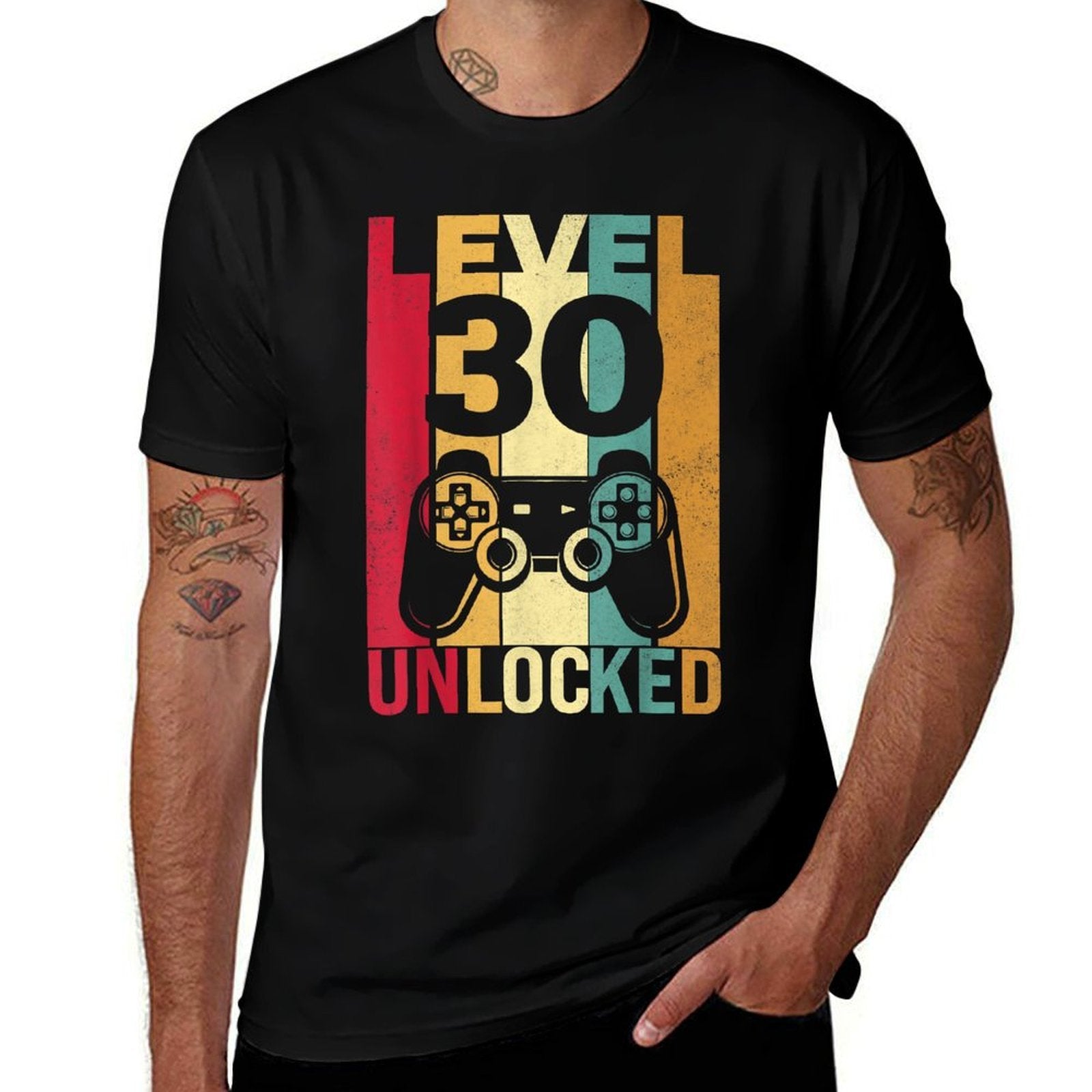 Funny Level 30 Unlocked Him Men BDay Turning 30th Birthday  Stretchy T-Shirt