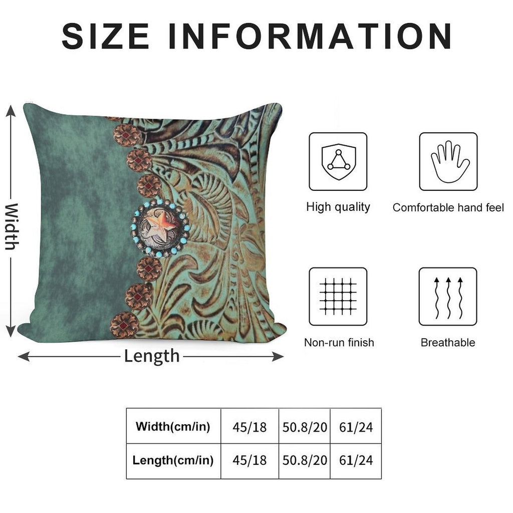 Rustic Cowboy Cowgirl Western Country Green Teal Soft Luxury Feel Throw Pillow