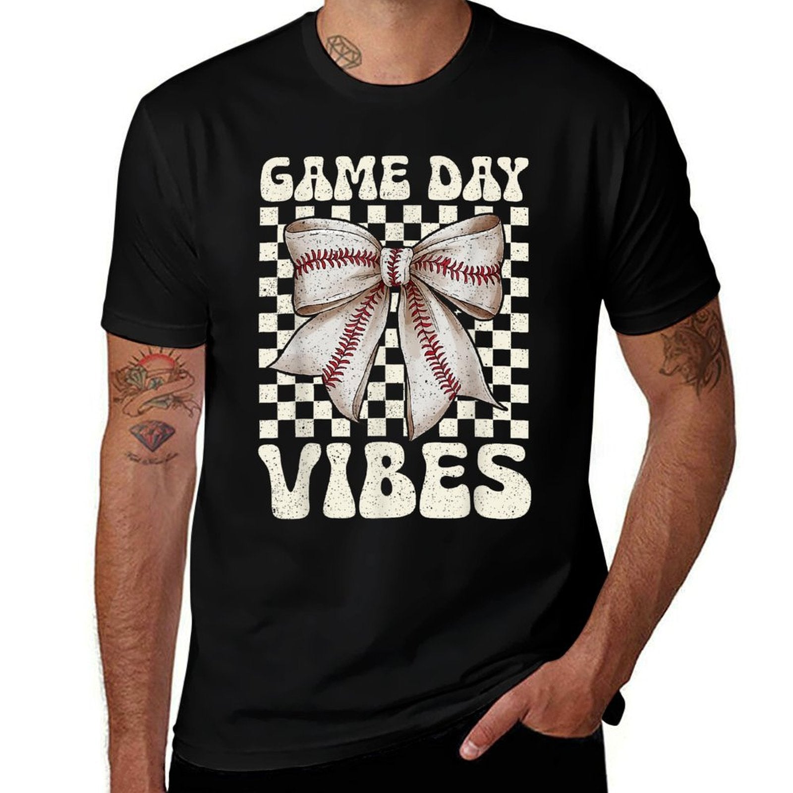 Coquette Bow Baseball Game Day Vibes Groovy Women Kids  Affordable Price T-Shirt