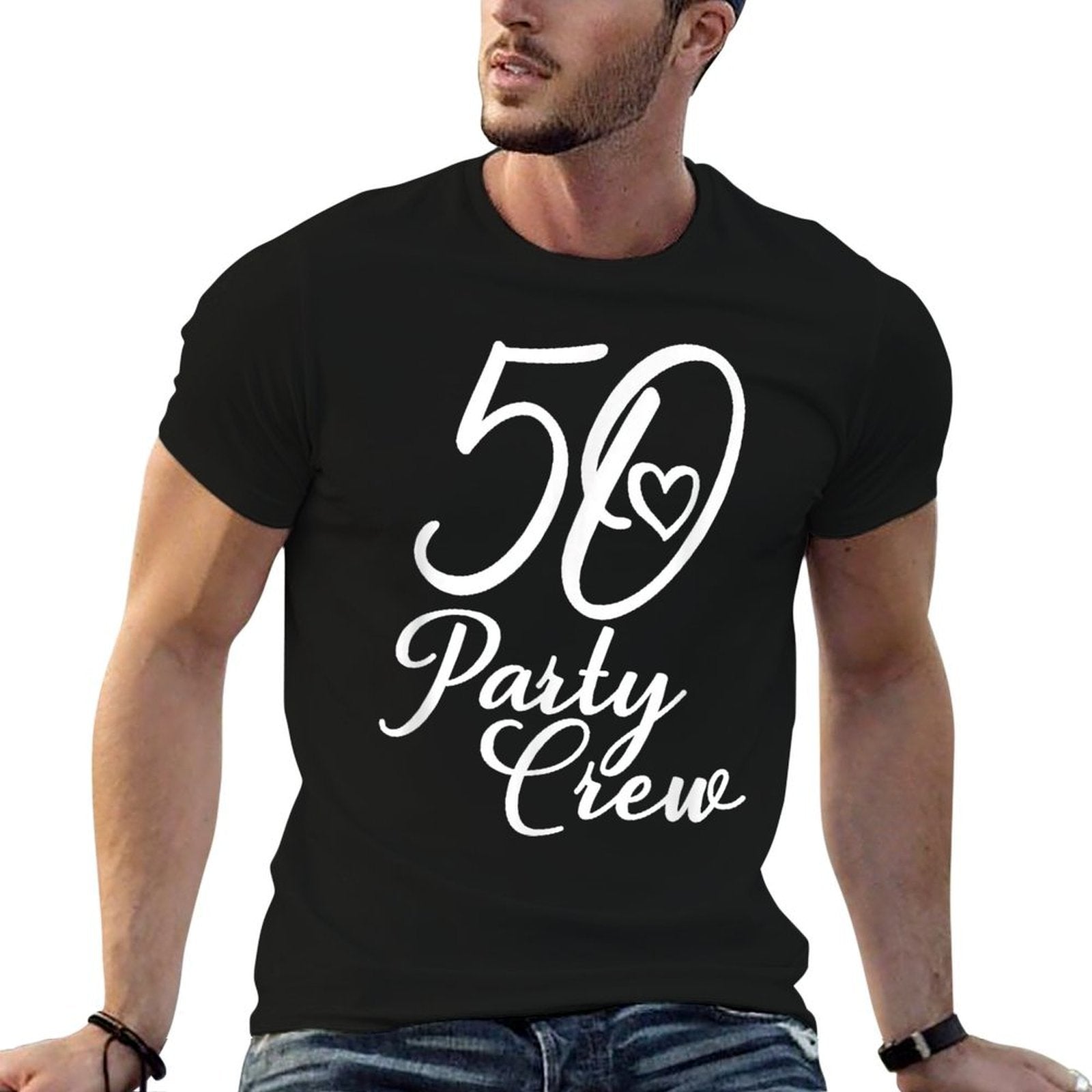 50 Party Crew, Matching Group, Women's 50th Birthday  Summer-ready Fabric T-Shirt