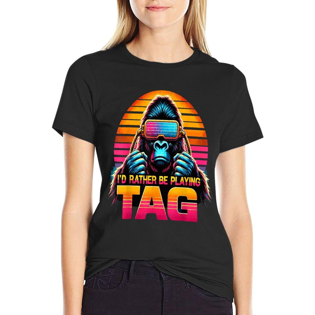 I'd Rather Be Playing Tag Ape Monkey Tag Primate VR Game  Breathable T-Shirt