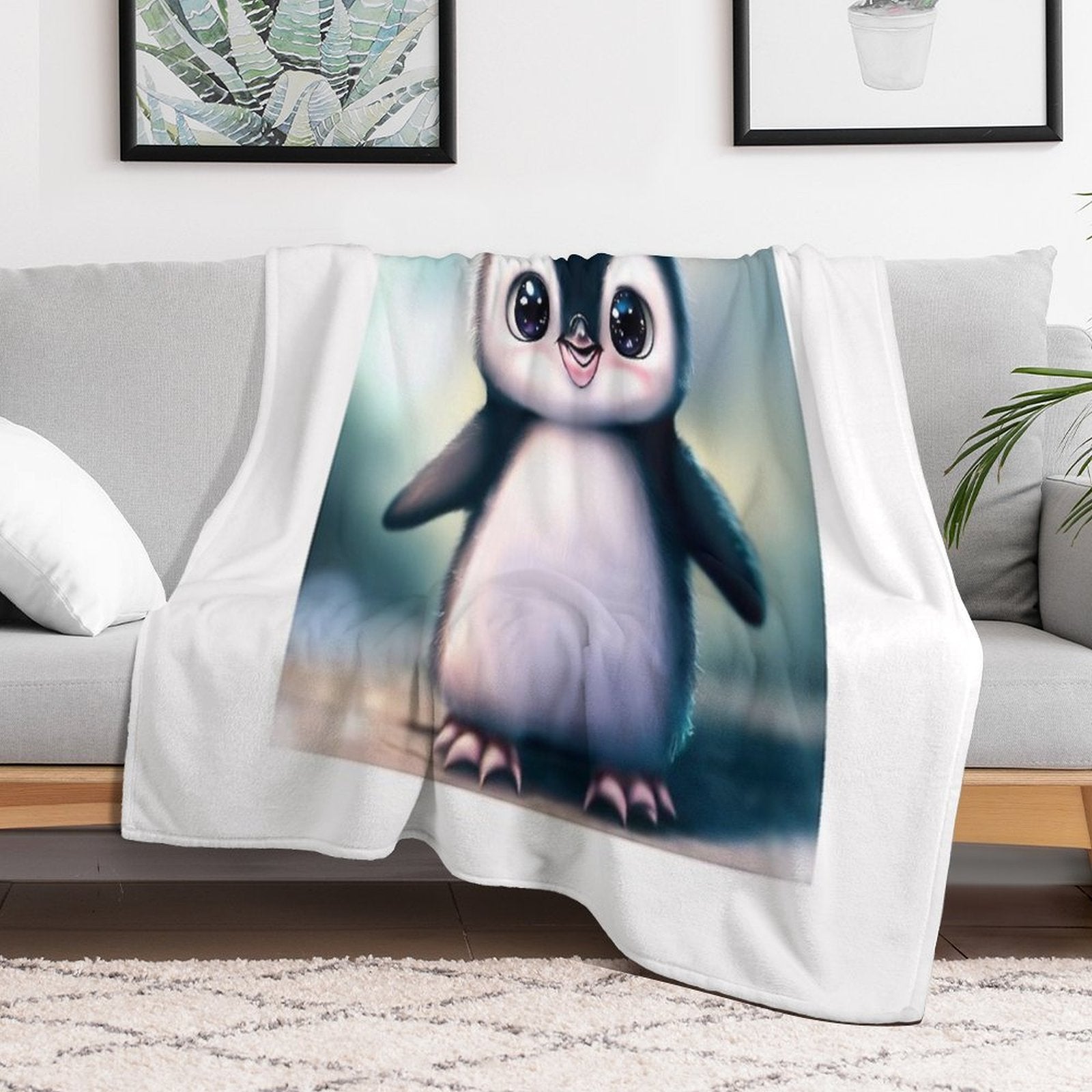 Cute Penguin - Cute Baby Animals Wrinkle-free Throw Blanket