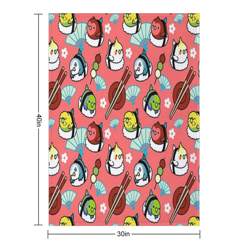 Sushi Time with Cody The Lovebird & Friends Plush Throw Blanket
