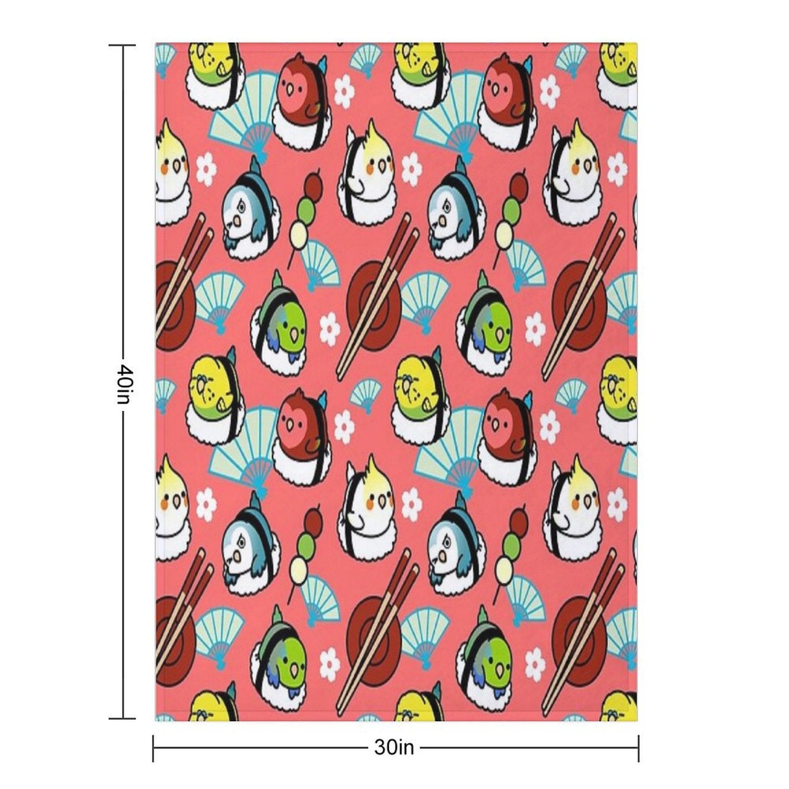 Sushi Time with Cody The Lovebird & Friends Plush Throw Blanket