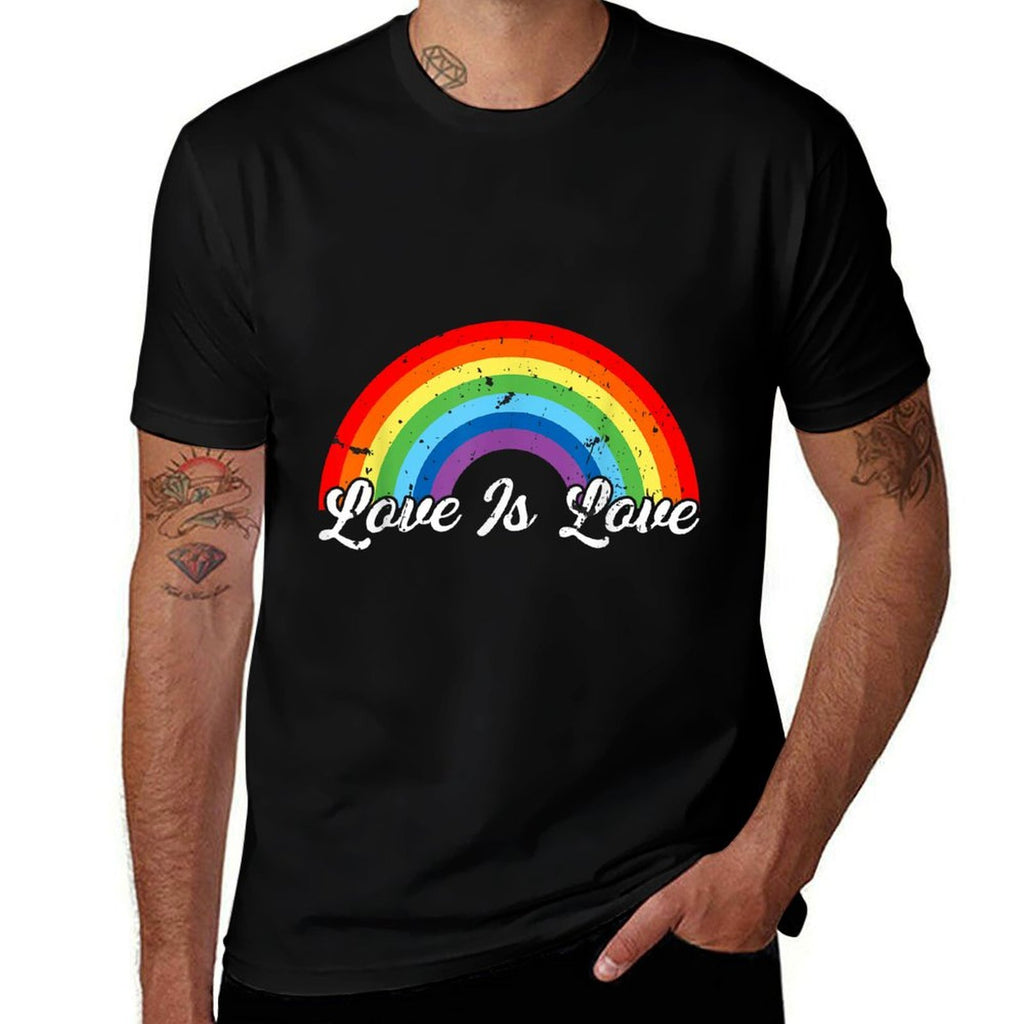 Gay Pride Vintage Rainbow LGBT Love Is Love  Relaxed-fit T-Shirt