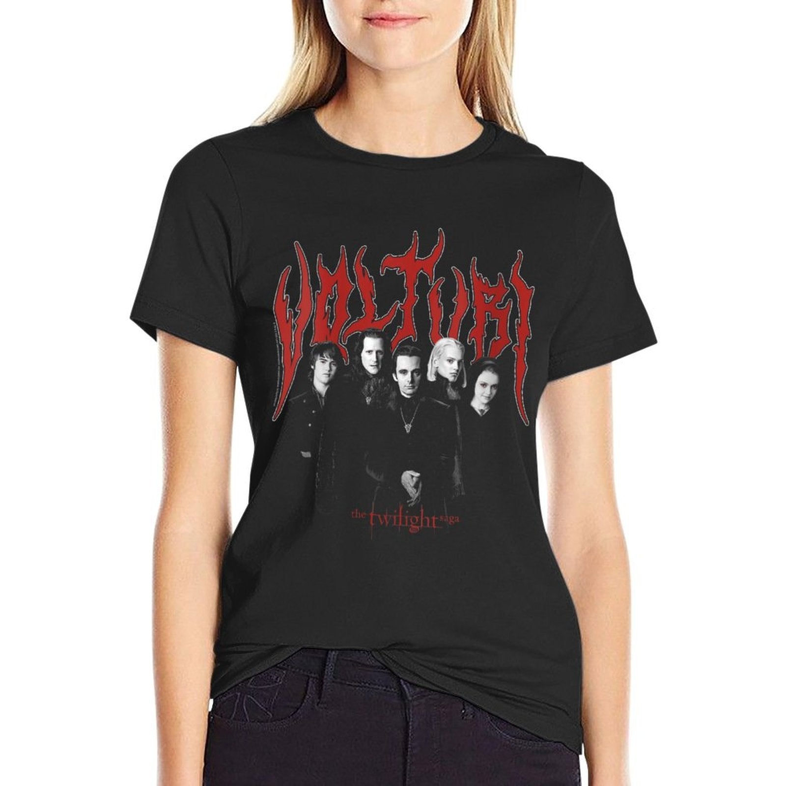 Womens Twilight Saga Heavy Metal Volturi Group Photo Movie  High-quality Stitching T-Shirt