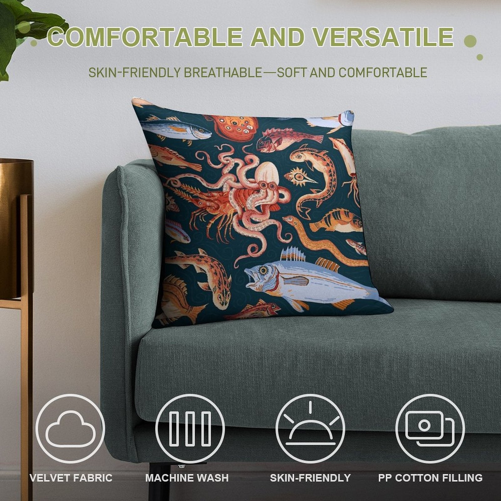 Pompeii Marine Mosaic Soft Luxury Feel Throw Pillow