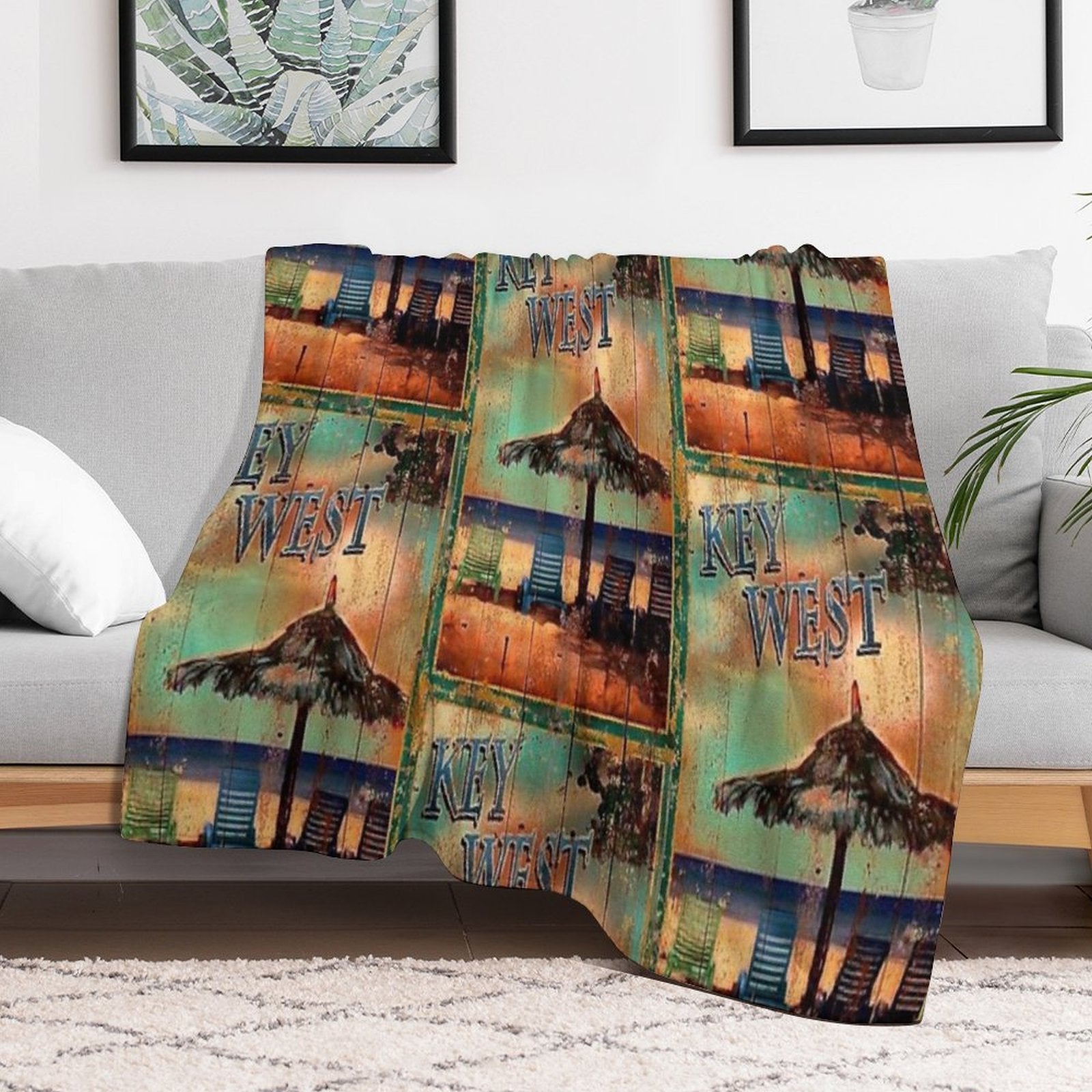 KEY WEST FLORIDA VINTAGE SIGN Anti-pilling Throw Blanket