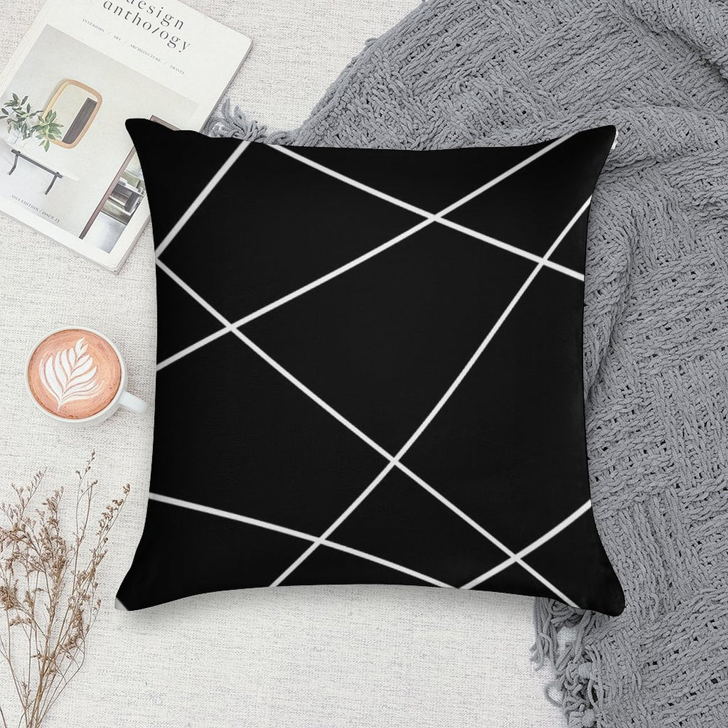 Geometric Abstract - Black And White. Soft Home Decor Throw Pillow