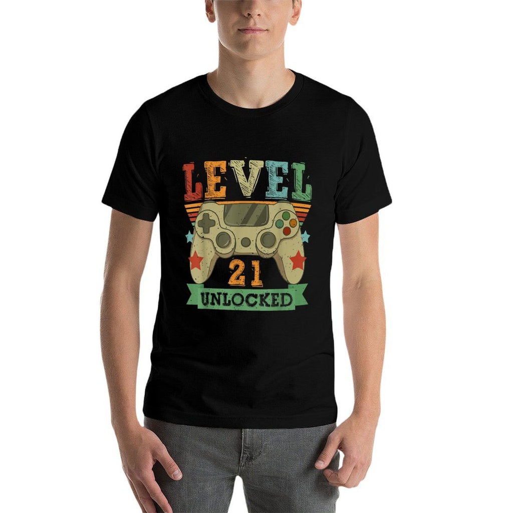 Level 21 Unlocked Awesome 2001 Video Games 21st Birthday  Oversized Silhouette T-Shirt