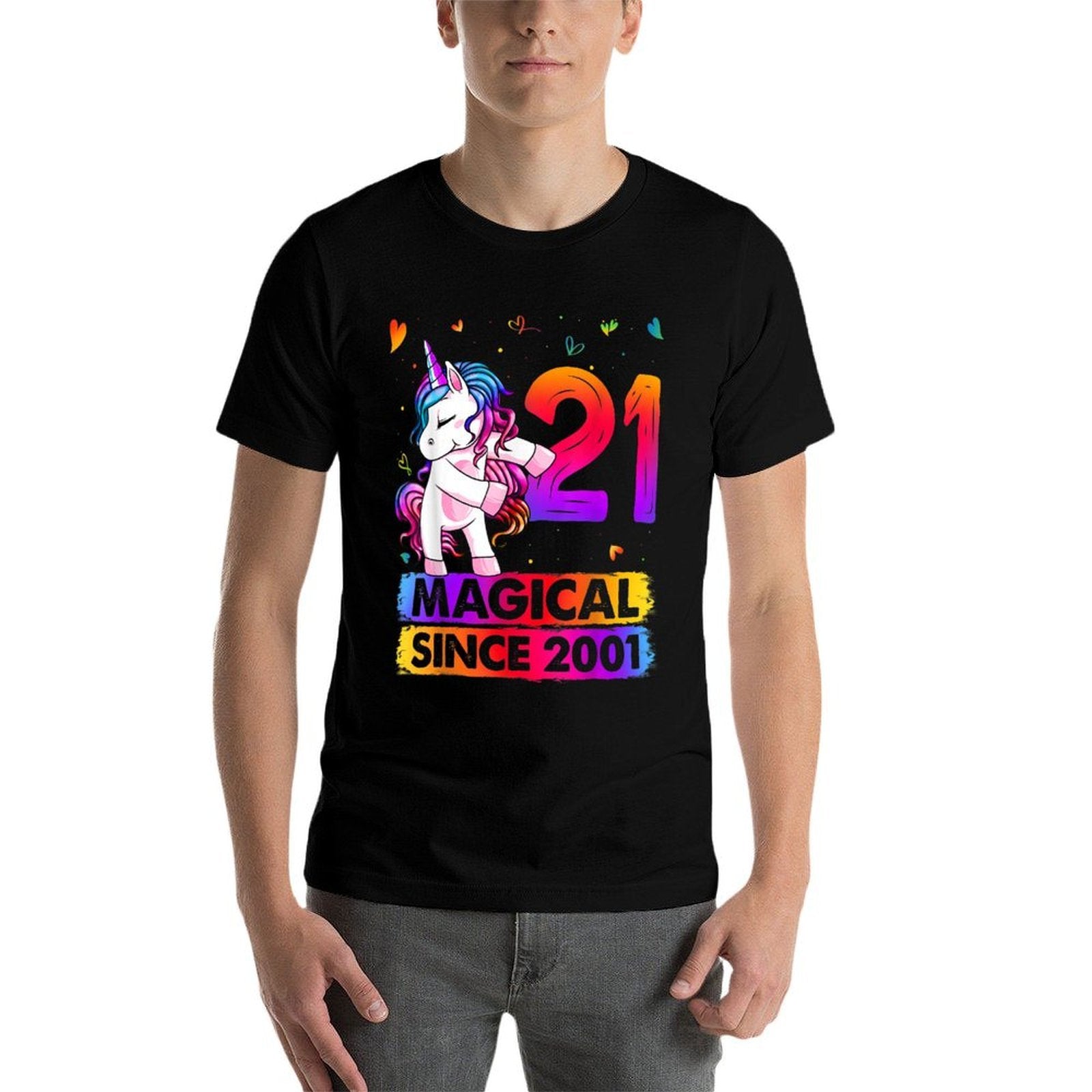 21 Year Old Unicorn Flossing 21st Birthday Unicorn Party  Fade-proof Color T-Shirt