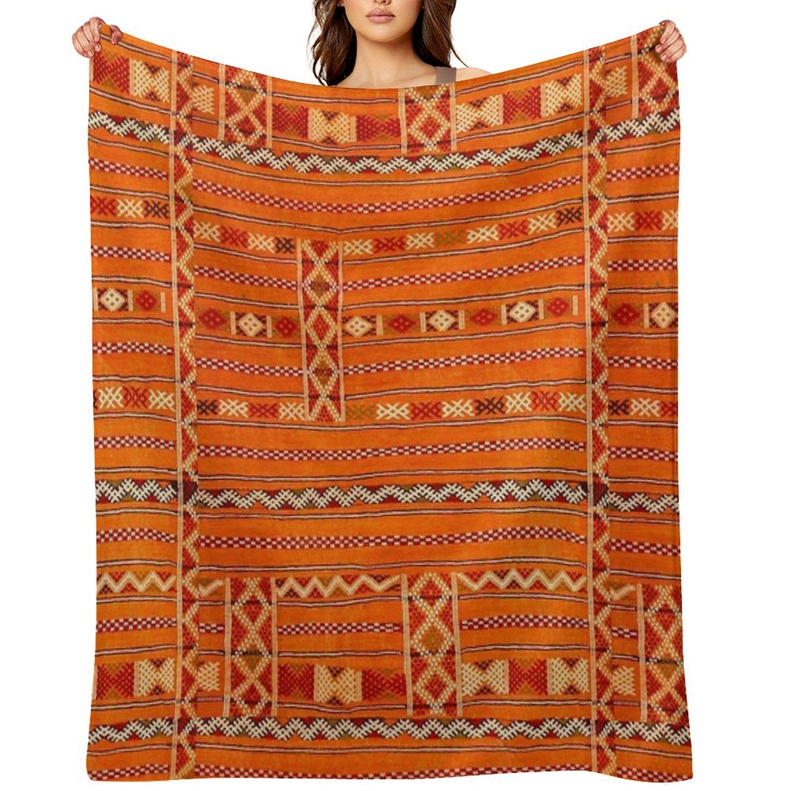 Vintage Moroccan Pattern - Sunset Colors Anti-pilling Throw Blanket