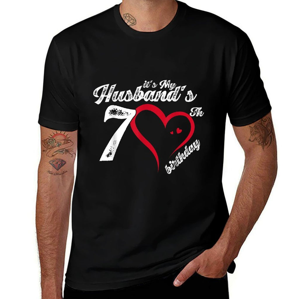 It's My Husband's 70th Birthday Vintage 70th Birthday  High-quality Stitching T-Shirt
