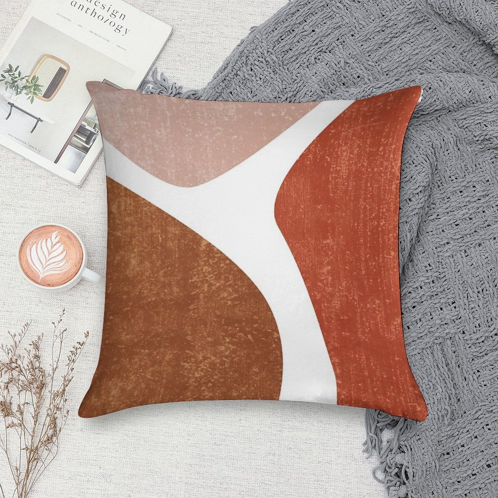 Terracotta Art Print 2 - Terracotta Abstract - Modern, Minimal, Contemporary Abstract - Brown, Beige Soft Multiple Sizes Throw Pillow
