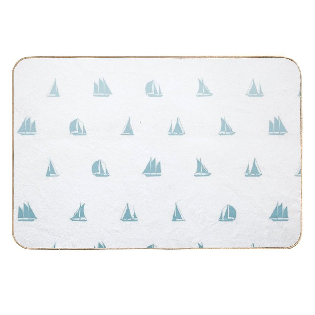 Sail Boats Drifting Away Print  Non-Slip Bath Mat