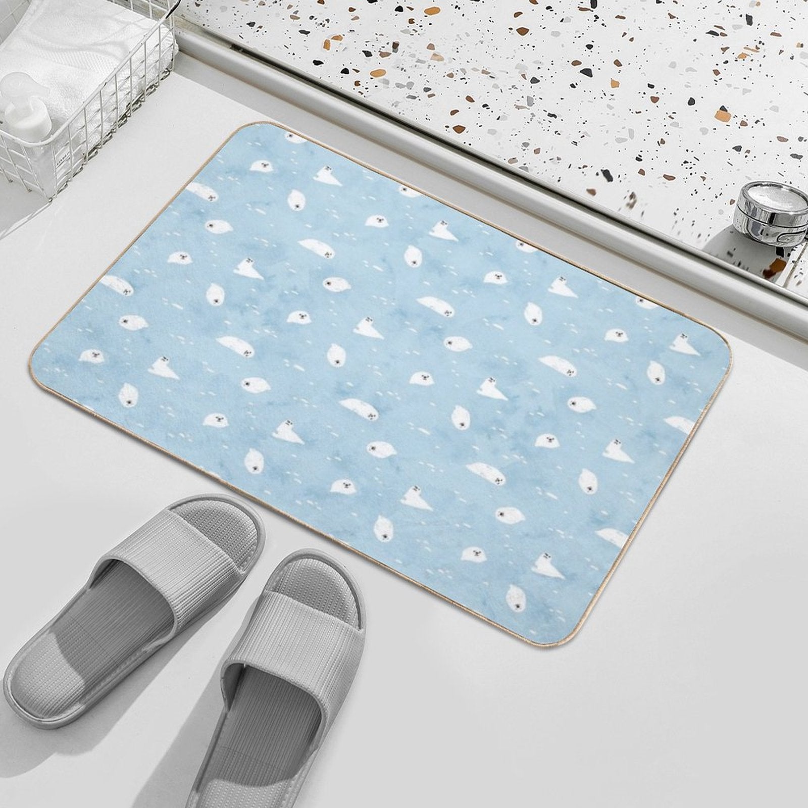 Baby Seal Pattern  Easy Maintenance Bath Mat