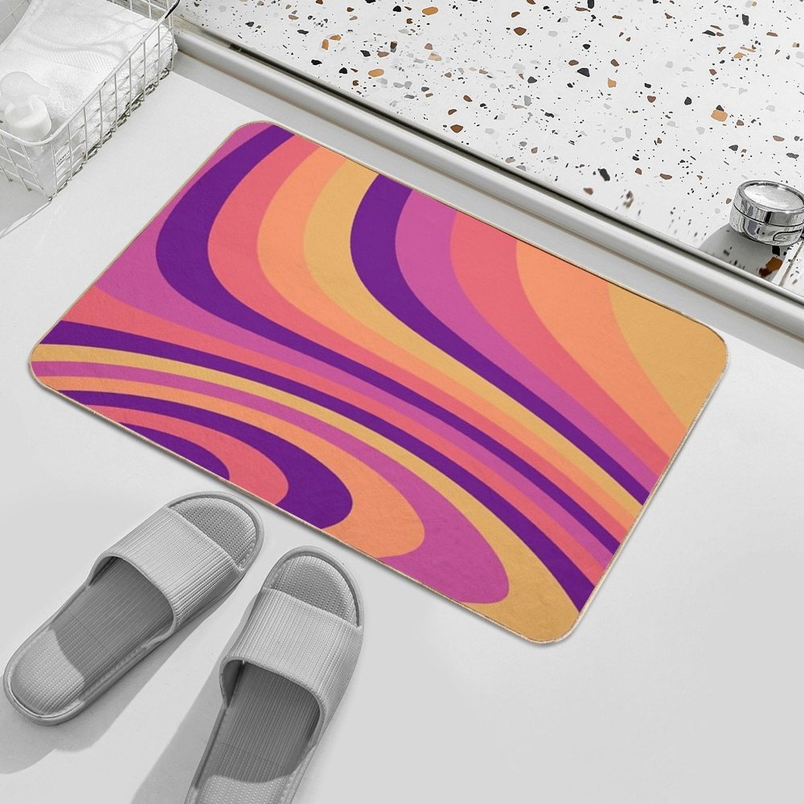 Warm Sunset Abstract Liquid Melt Wave Design  Absorbent Bath Mat