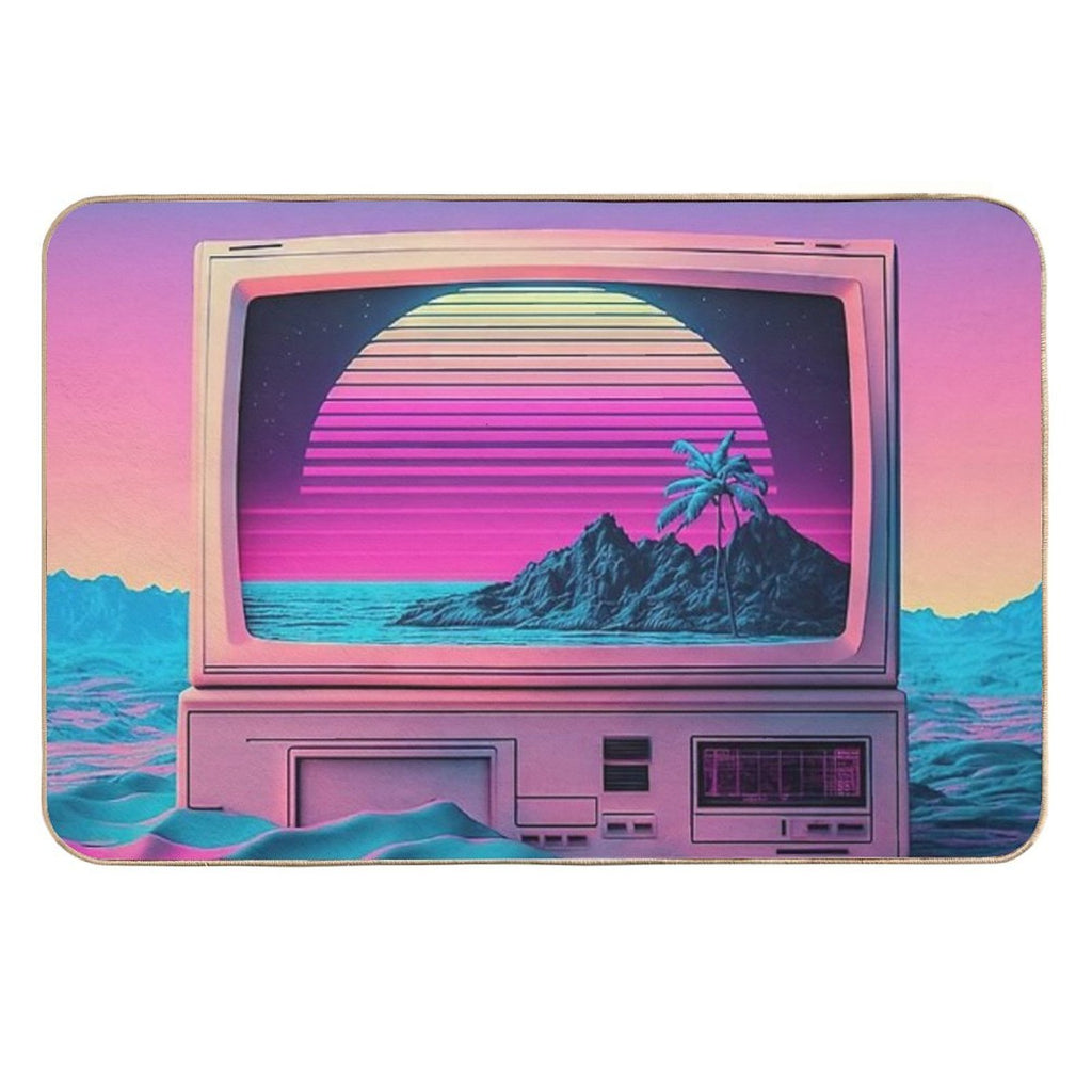 Static Memories A Vaporwave Tribute to TV Nostalgia  Dirt-Trapping Bath Mat