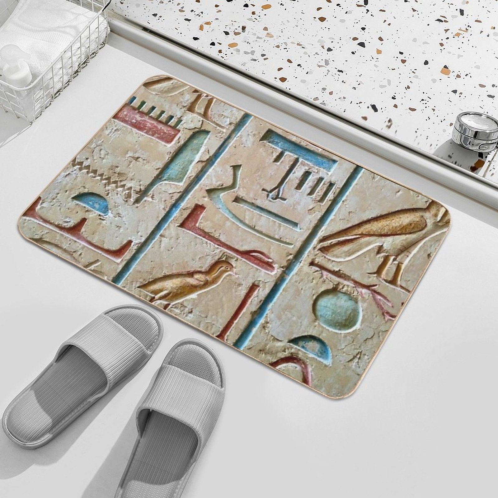 Ancient Egypt Hieroglyph  Slip-Resistant Bath Mat