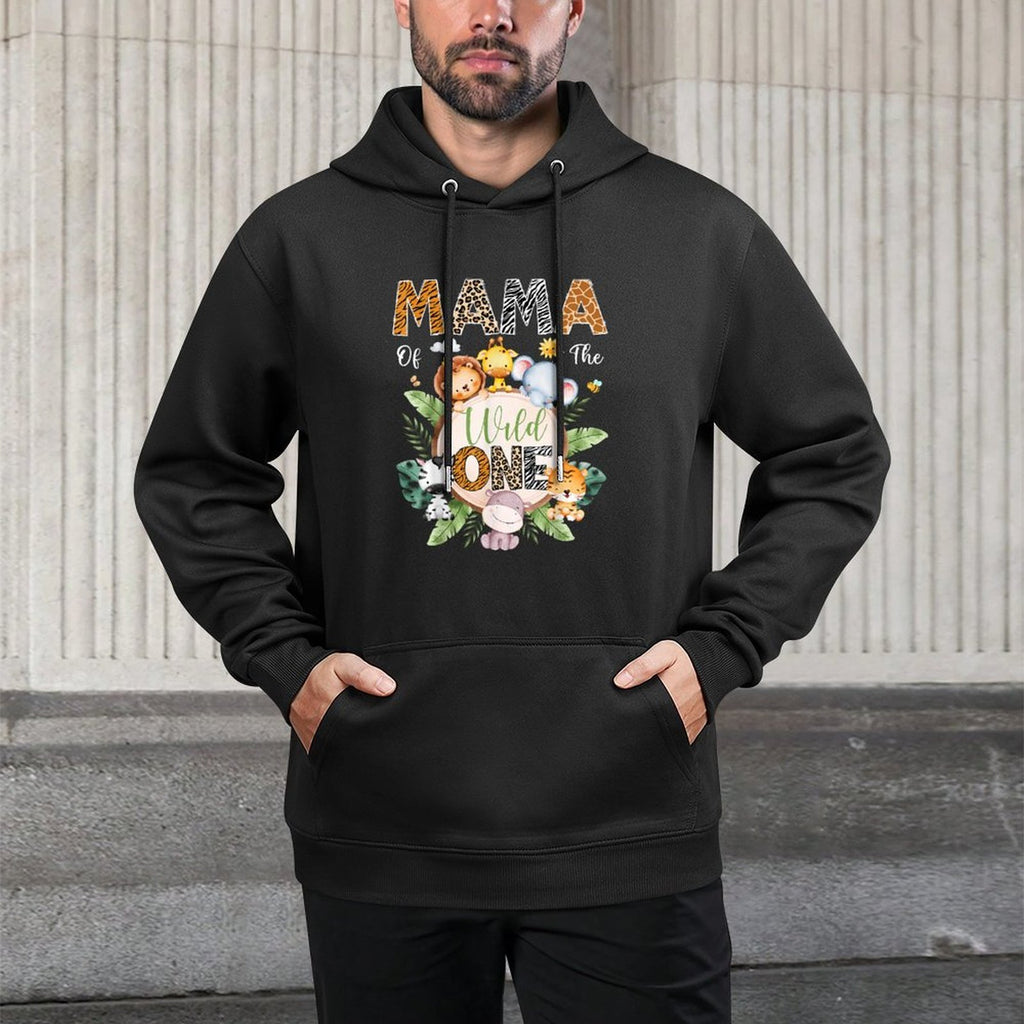 Mama Of The Wild One 1St Birthday Safari Jungle Animal Shrink-Resistant Hoodie