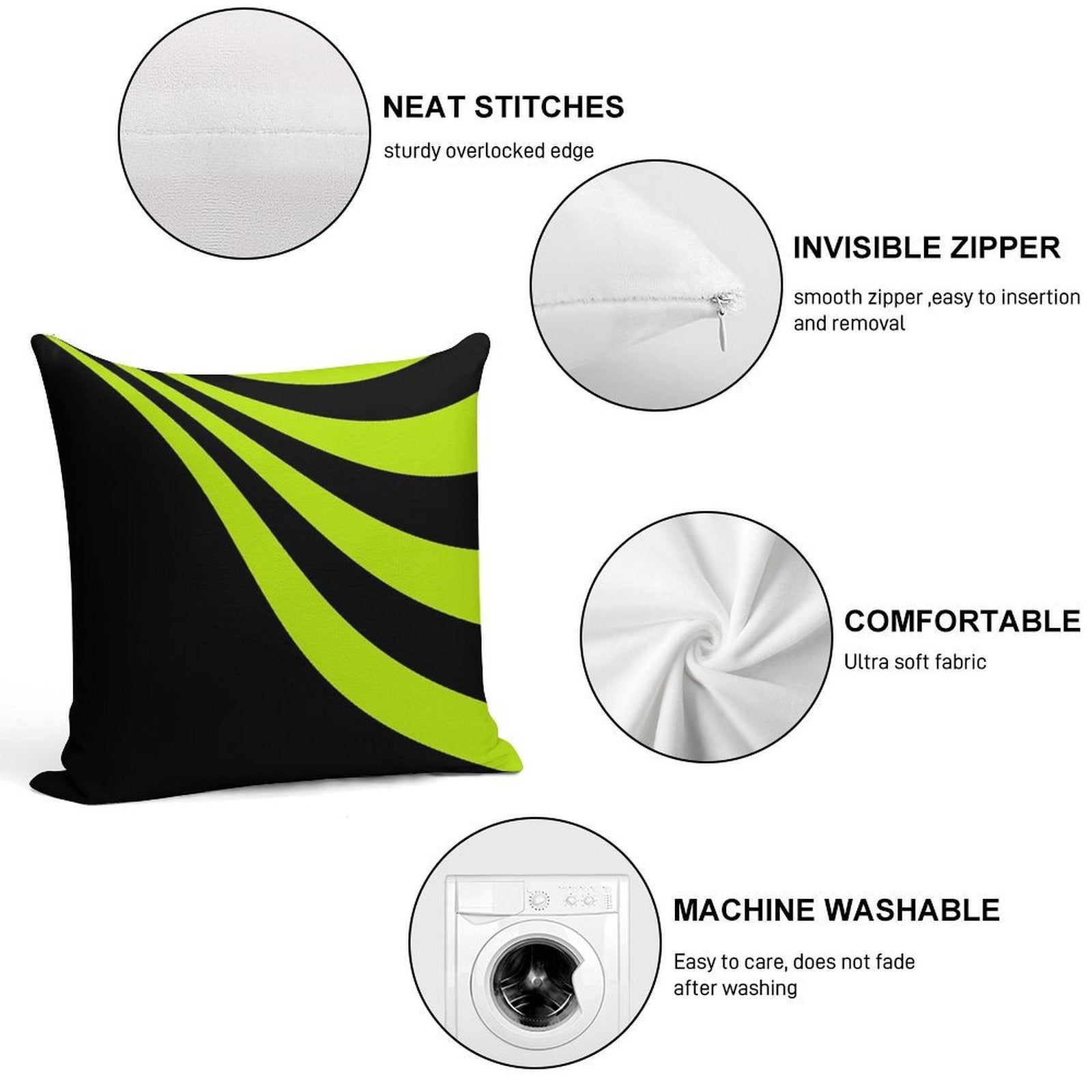 Lime Wave Soft Home Decor Throw Pillow