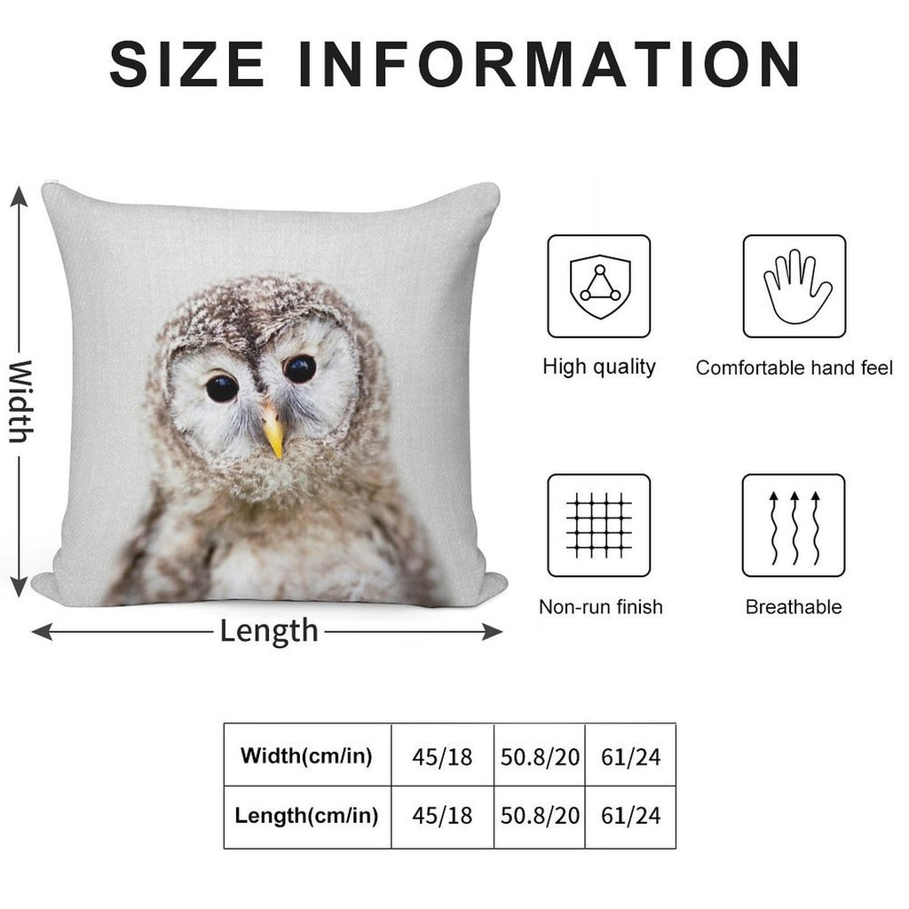 Baby Owl - Colorful Soft Bedroom Essential Throw Pillow