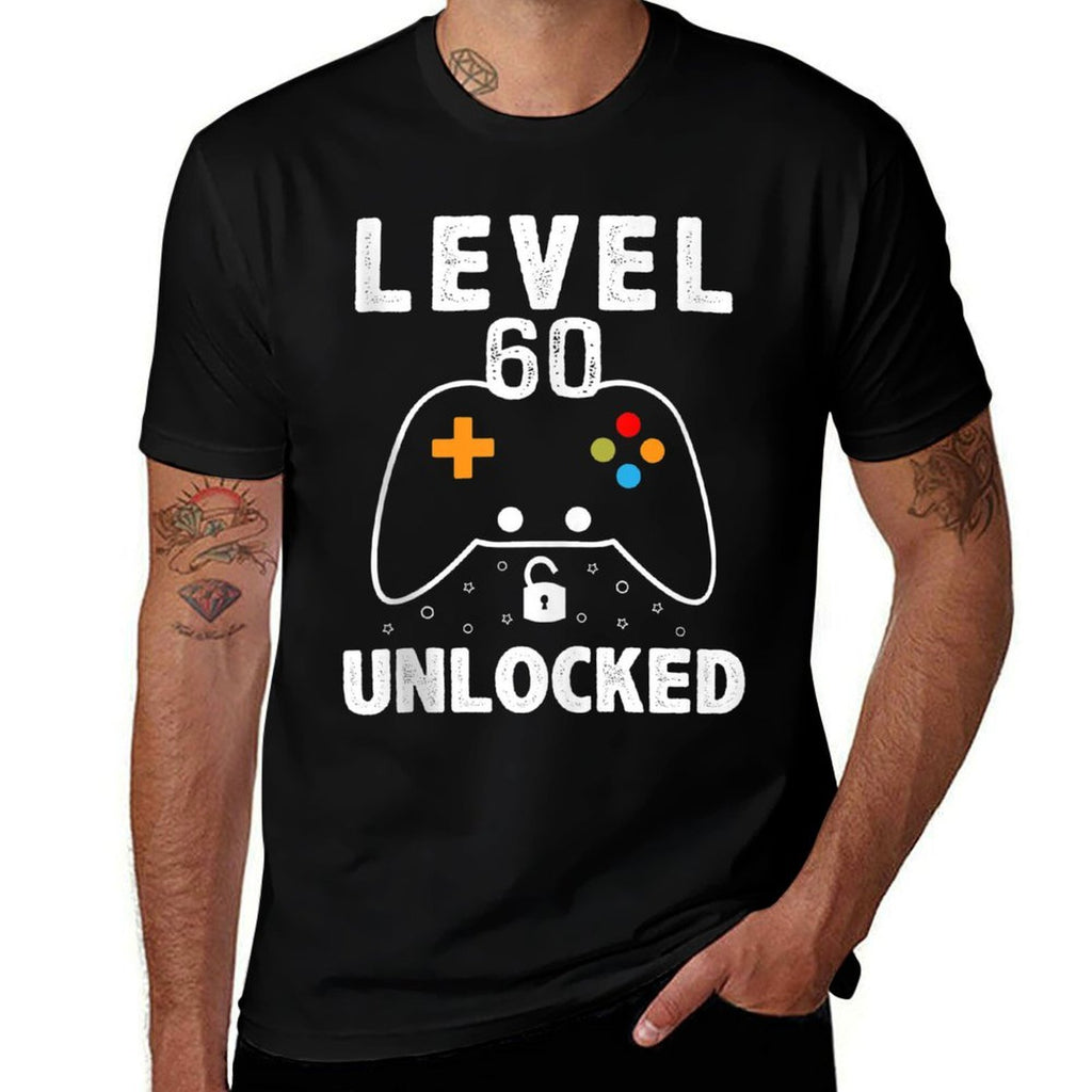 Level 60 Unlocked 60 Years Old Men Women 60th Birthday  Summer-ready Fabric T-Shirt