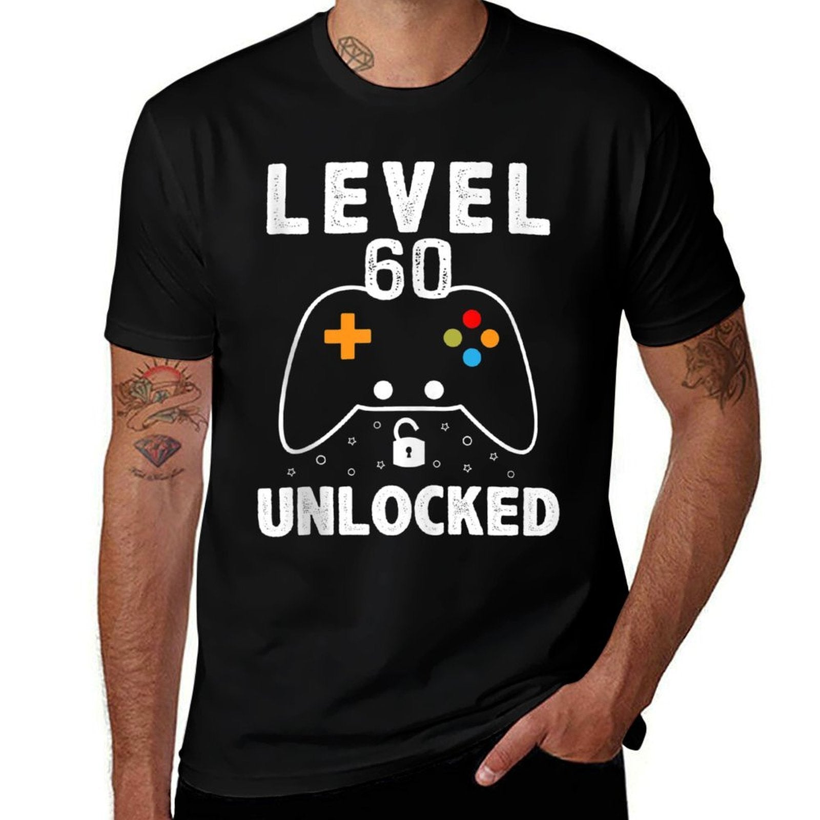 Level 60 Unlocked 60 Years Old Men Women 60th Birthday  Summer-ready Fabric T-Shirt
