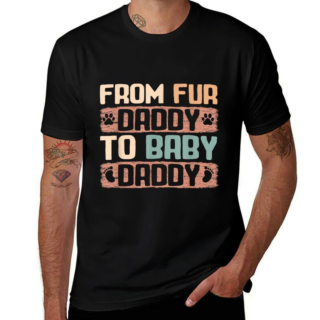 From Fur Daddy To Baby Daddy Funny Dog Dad Pregnancy Announc  Rolled Sleeves T-Shirt