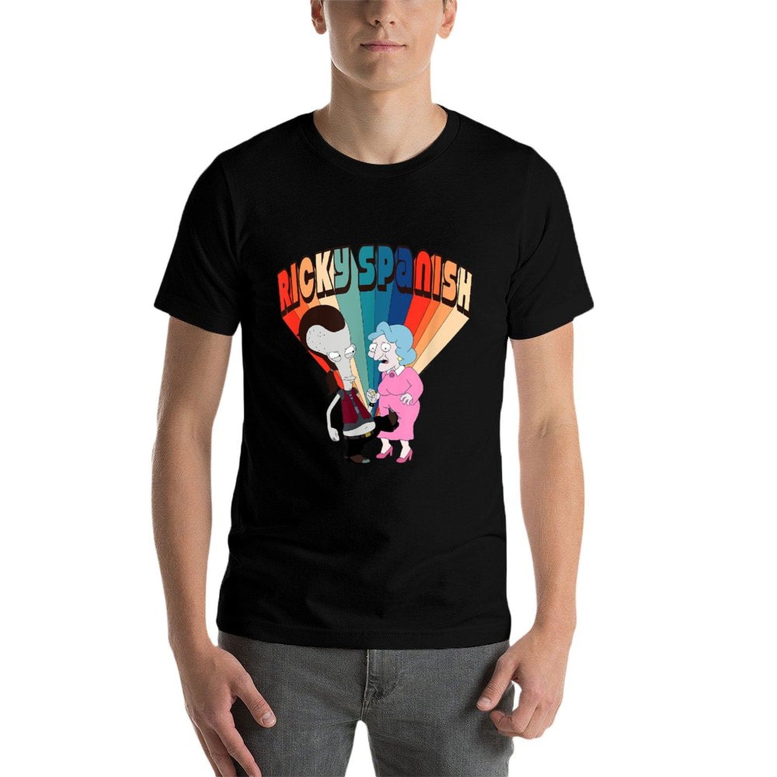 American Dad Ricky Spanish Rainbow Logo Cartoon  Vintage-inspired T-Shirt