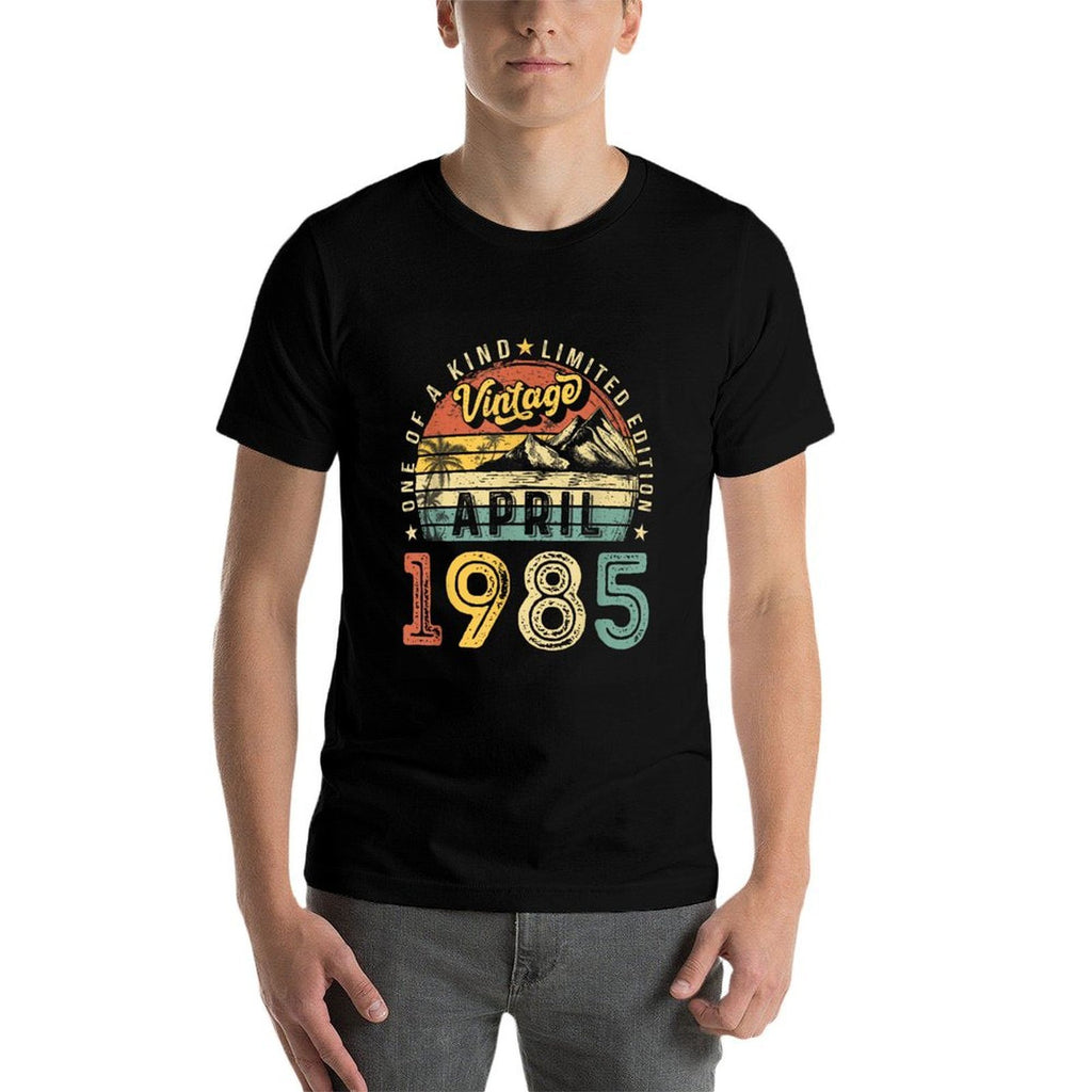 Vintage 40th Birthday Gift Vintage April 1985 For Men Women  Rolled Sleeves T-Shirt