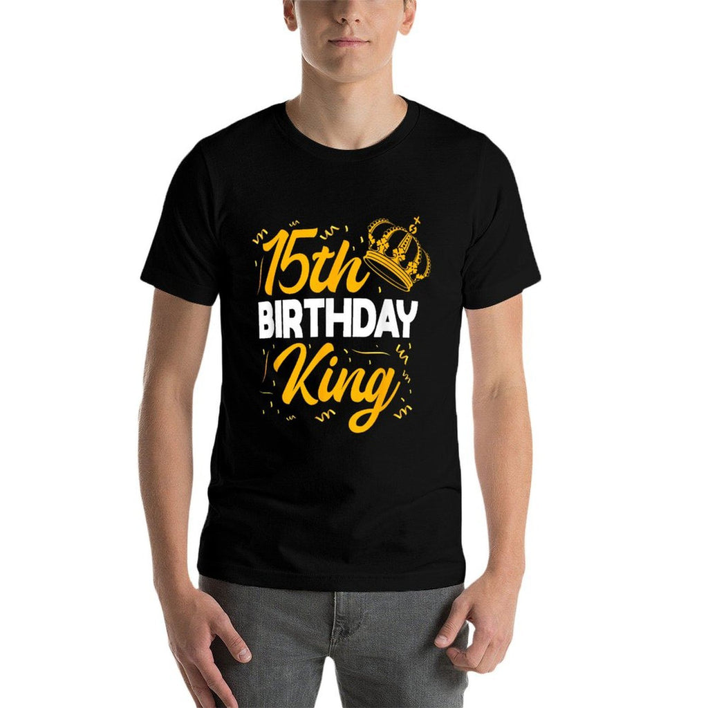15th Birthday King Party Crown Bday Celebration  Tagless Design T-Shirt